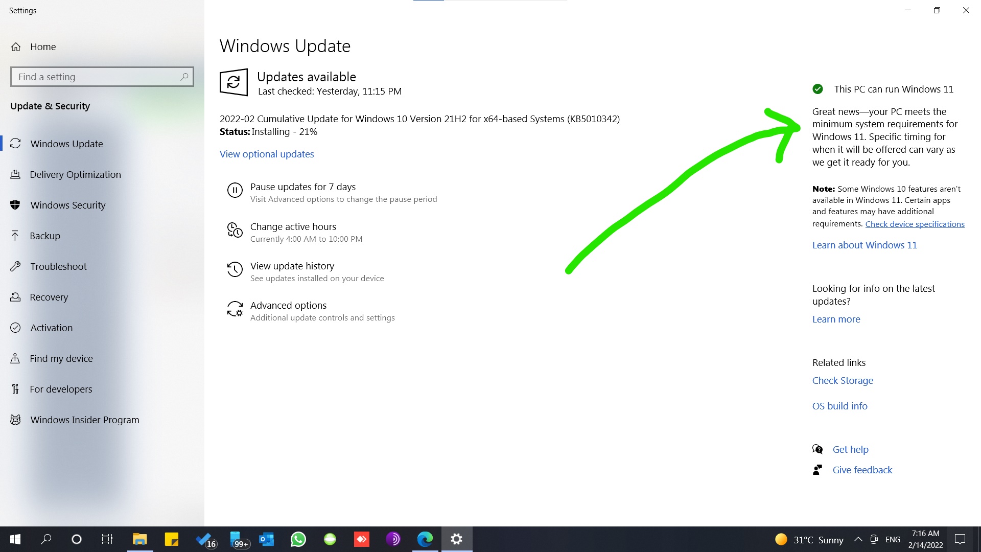 Windows 11 Free Upgrade is ready system notification