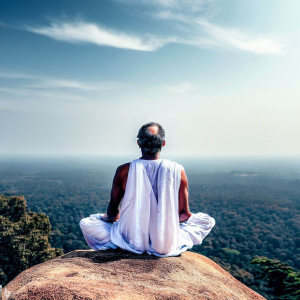 a Yogi who meditating on top of a mountain at Kataragama, Sri Lanka