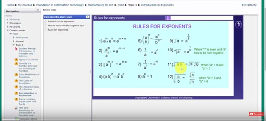 22-UCSC FIT F302 Topic 1 Rules for exponents