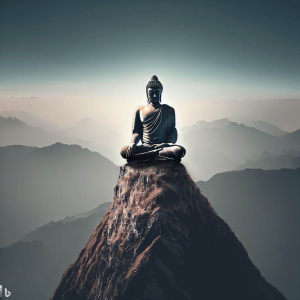 The lord Buddha meditating on top of Hamalian Mountain